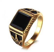 MIXORDER 2 color Classic Titanium Freemason Rings Vintage Black Crystal Masonic Rings  Free Mason Ring Men Fashion Jewelry10pcs 2024 - buy cheap
