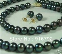 free shipping >>>>8-9mm Black Natural Pearl Necklaces Bracelets Earrings Set 2024 - buy cheap