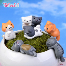 Brinquedos de gato em miniatura 6 familiar, modelo para garotos, desenho de animal, menina e menino, boneco de decoração para casa, artesanato de pvc 2024 - compre barato