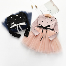 BibiCola-vestido a la moda para niñas, ropa de princesa de algodón con malla, para fiesta, otoño y primavera, 2018 2024 - compra barato