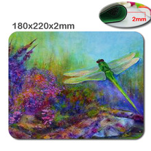 Mousepad retângulo/mouse pad para jogos, hd 220mm * 180mm * 2mm customizado 3d, pintura da libélula verde, do retângulo/tapete de mouse, cyyxmchic 2024 - compre barato