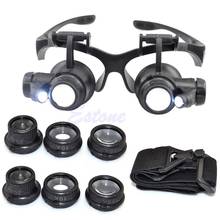 10X 15X 20X 25X LED Double Eye Jeweler Repair Watch Magnifier Loupe Glasses Lens 2024 - buy cheap