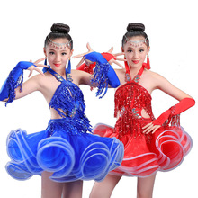 Girls Latin dance costumes new style children's exercise clothes sequins tassels Latin dance performance competition clothing 2024 - buy cheap