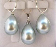 WOW 12-16mm gray shell pearl drip earring 925sliver necklace AAA style Fine Noble real Natural free shipping 2024 - buy cheap