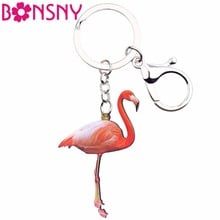 Bonsny-llaveros acrílicos con diseño de flamenco para mujer y niña, llaveros de animales, joyería, regalo, bolso, colgante de coche 2024 - compra barato