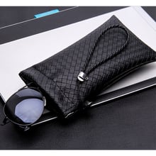 18.4*9.8cm marca de moda óculos preto macio pu óculos de sol bolsa macia marrom bolsa de óculos com cordão l3 2024 - compre barato