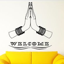 Welcome Home Wall Sticker Indian Hinduism Style Wall Art Mural Hindu Hands Vinyl Wall Decals Welcome Home Art Decoration AY995 2024 - buy cheap