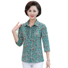 Womens Tops And Blouses Middle-aged Female Spring Print leisure Shirts Women Thin Floral Blouse Plus Size 4XL Cardigan Coat W842 2024 - buy cheap