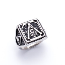 New Men's Square Freemason Free Mason Cross Templar Masonic Ring 2024 - buy cheap