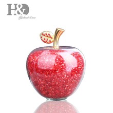 H&D Red Crystal Glass Apple Figurine Paperweight with Filling Rhinestones for Home Decor Christmas Decoration 2024 - buy cheap