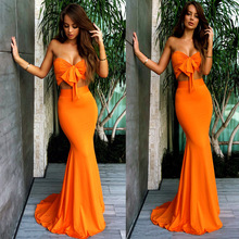 Vestido de playa naranja Sexy sin mangas, Espalda descubierta, largo hasta el suelo, sin tirantes, hombros descubiertos, envío gratis, top corto y vestidos largos 2024 - compra barato