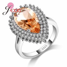 Новое кольцо из стерлингового серебра 925 пробы с роскошным кристаллом оранжевого цвета с большим фианитом, ювелирные украшения для женщин, вечерние помолвки 2024 - купить недорого