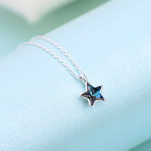 2019 Trendy Charm Silver Color  Blue Star Necklaces For Women Simple Long Statement Necklaces Girls Party Gift Colar 2024 - buy cheap