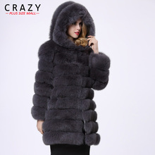 Hot Winter Women Plus Size Elegant Long Faux Fur Jackets Fur Hair Fluffy Jacket Thick Warm Fake Fur Coats With a Hood 2024 - buy cheap