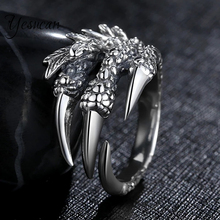 Мужское кольцо в стиле панк Рок Yesucan, регулируемое кольцо в виде дракона с когтями, мужское байкерское кольцо, серебряное покрытие, в стиле хип-хоп, подарок Вечерние 2024 - купить недорого