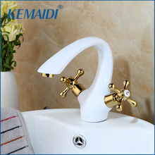 Kemaidi-torneira para pia do banheiro, água quente e fria, misturador, bronze dourado, pia, banheiro 2024 - compre barato