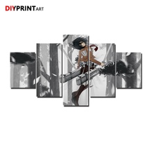 Настенный постер из 5 панелей «атака на Титанов», «Mikasa Forest», настенные картины для спальни, гостиной A1902 2024 - купить недорого