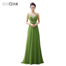 Original Design Sexy Sweetheart Pageant Dresses A Line Spaghetti Strap Olive Green Chiffon Beaded Evening Dress 2024 - buy cheap