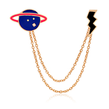 Planet Lightning Pins Chain Cartoon Metel Enamel Brooch Bag Denim Lapel Pin backpack Badges Fashion Jewelry Gift for kids 2024 - buy cheap