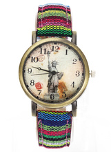 Statue of Liberty Denim Fabric Band Multicolor Canvas Strap Cloth Belt Fashion Unisex Quartz Wrist Watch 2024 - buy cheap