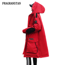 Jaqueta de inverno feminina, casaco longo com capuz, design feminino, plus size, algodão acolchoado, jq862 2024 - compre barato