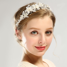 Diadema de flores para boda, accesorios para el cabello para la frente, corona de perlas y diamantes de imitación para dama de honor y novia 2024 - compra barato