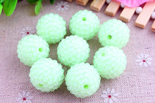 Kwoi vita Bright Green Clear Resin Rhinestone Ball  beads  Wholesales  AAA Quality 20mm Chunky 100pcs/lotfor Kids Girl  Jewelry 2024 - buy cheap