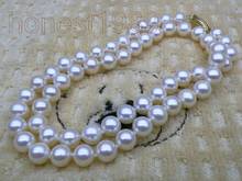 9-10mm AAA+++ round white akoya pearls necklace solid  18" 2024 - buy cheap