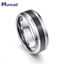 Men Rings 100% Tungsten Carbide Wedding Bands Anillos para hombres Pierscienie 8mm Width Black White Promise Band 2024 - buy cheap