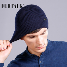 FURTALK Wool Cashmere Men Winter Hat Man Knitted Beanie Skullies Warm Winter Male Beanie Cap Black Grey 2024 - buy cheap