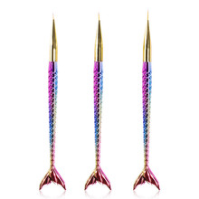 7/9/11mm Nail Art Gradient Mermaid Design Painting Drawing Pen Liner Lines Stripes Brush Flower Nail Art Manicure Tools 3Pcs/set 2024 - buy cheap