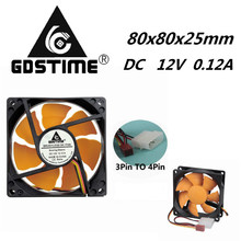 1 Piece Gdstime DC 8cm 80mm x 25mm  3Pin to 4Pin Cooling Fan 12V PC CPU  Computer Cooler 80mm*25mm 2024 - buy cheap