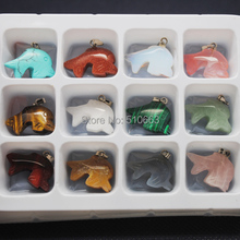 Коробка из натурального драгоценного камня (12 шт.)/Лот, кулон в форме дельфина, коллекция камней, полудрагоценный камень, размер: 13x25 мм 2024 - купить недорого