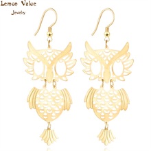 Lemon Value Bijoux Fashion Charm Owl Drop Earrings Vintage Punk Gold Color Long Dangle Earrings Women Jewelry Brincos ZB048 2024 - buy cheap
