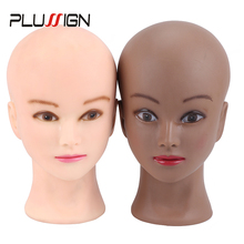 Plussign-Cabeza de maniquí para práctica de maquillaje, cabeza de entrenamiento de cosmetología calva de 21 pulgadas con abrazadera Popular, para hacer peluca, sombreros, exhibición 2024 - compra barato