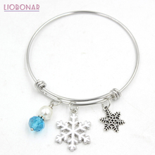 1PC Stainless Steel Bracelet&Bangle Winter Style Snowflake Charms Bracelet for Women Lady girls Gift Pulsera 2024 - buy cheap