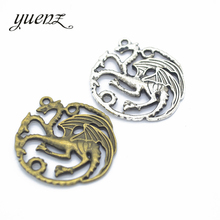 YuenZ-abalorio redondo de aleación de dragón para pulsera, accesorio para collar, Color bronce, plata antigua, 35x32mm, D804, 4 unidades 2024 - compra barato