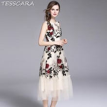 Женское платье с цветочной вышивкой TESSCARA, длинное винтажное платье в ретро-стиле для вечеринок 2024 - купить недорого