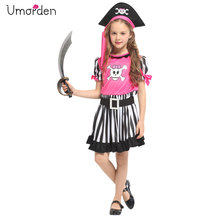 Umorden-disfraces de Halloween para niñas, disfraz de pirata de calavera rosa, vestido de fantasía para fiesta de carnaval, novedad 2024 - compra barato