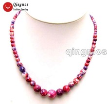 Qingmos Natural Agates Necklace for Women with 4-12mm Round Amaranth Multicolor 18" Agates Chokers Necklace Jewelry Colar 5857 2024 - buy cheap