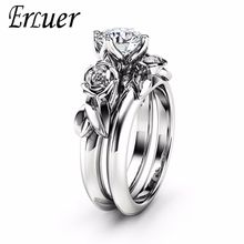 Женские кольца ERLUER ROSE, классические кольца из розового золота и серебра с кристаллами и цирконием, ювелирные изделия для помолвки, подарок на день рождения 2024 - купить недорого