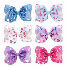6pcs/Lot 4inch Unicorn Cake Heart Print Grosgrain Ribbon Bow With Clip For Kids Handmade Floral Bows Girls Hair Accessories 863 2024 - buy cheap