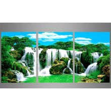 New fashion diamond painting waterfall landscape, triptych, full square 5d diy diamond embroidery inlaid cross stitch art 2024 - buy cheap