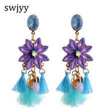 swjyy Drop Resin Earrings Brand Tassel Crystal Big Earring Large Long Brinco Ear Accessories Oorbellen 2024 - buy cheap