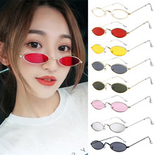 Óculos de sol elipse metálico, óculos de sol pequeno e oval para homens e mulheres, com armação de metal uv 2024 - compre barato