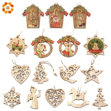 Hot!1PC Creative Christmas Wooden Pendants Ornaments  DIY Wood Crafts Xmas Tree Ornaments Christmas Party Decorations Kids Gift 2024 - buy cheap