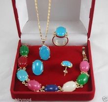 Wholesale price 16new ^^^^Jewelry multicolor stone pendant bracelet ring earring Set 2024 - buy cheap