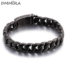 New Arrival Fashion Men Curb Bracelets Black Stainless Steel Link Cuban Curb Wide Chain Bracelets Jewelry For Christmas Gift 2024 - buy cheap