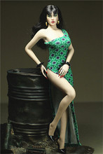 Vestido clássico cheongsam com escala 1/6, ombro único, saia dividida, para 12 polegadas 2024 - compre barato