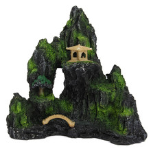 Ornamento de resina para acuario de montaña, decoración de piedra para tanque de peces, cueva de roca y árbol 2024 - compra barato